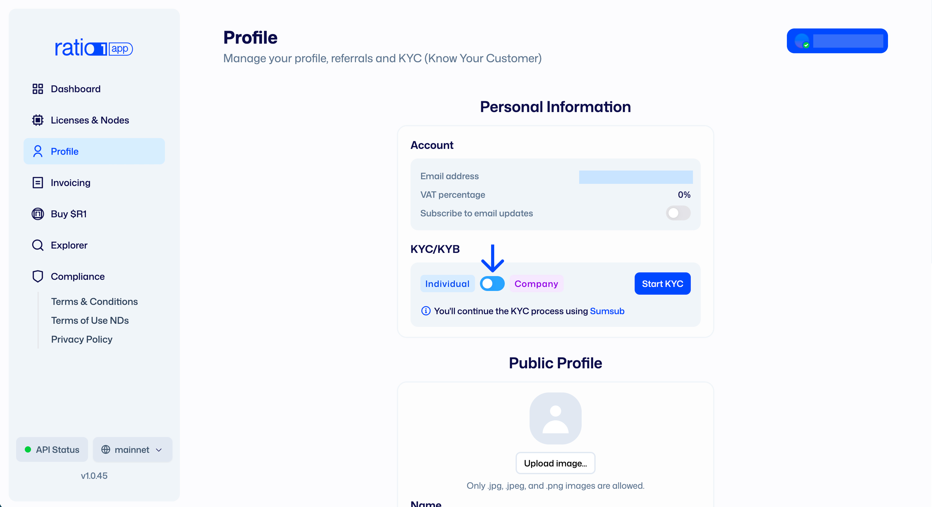 Step 3 select KYC or KYB
